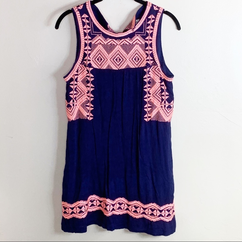 Tea & Cup Embroidered‎ Tank Mini Boho Dress